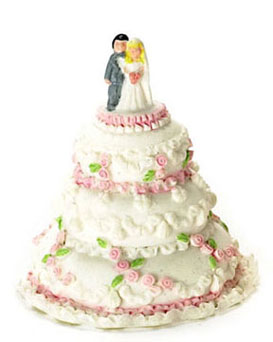 Dollhouse Miniature Wedding Cake/2Pc